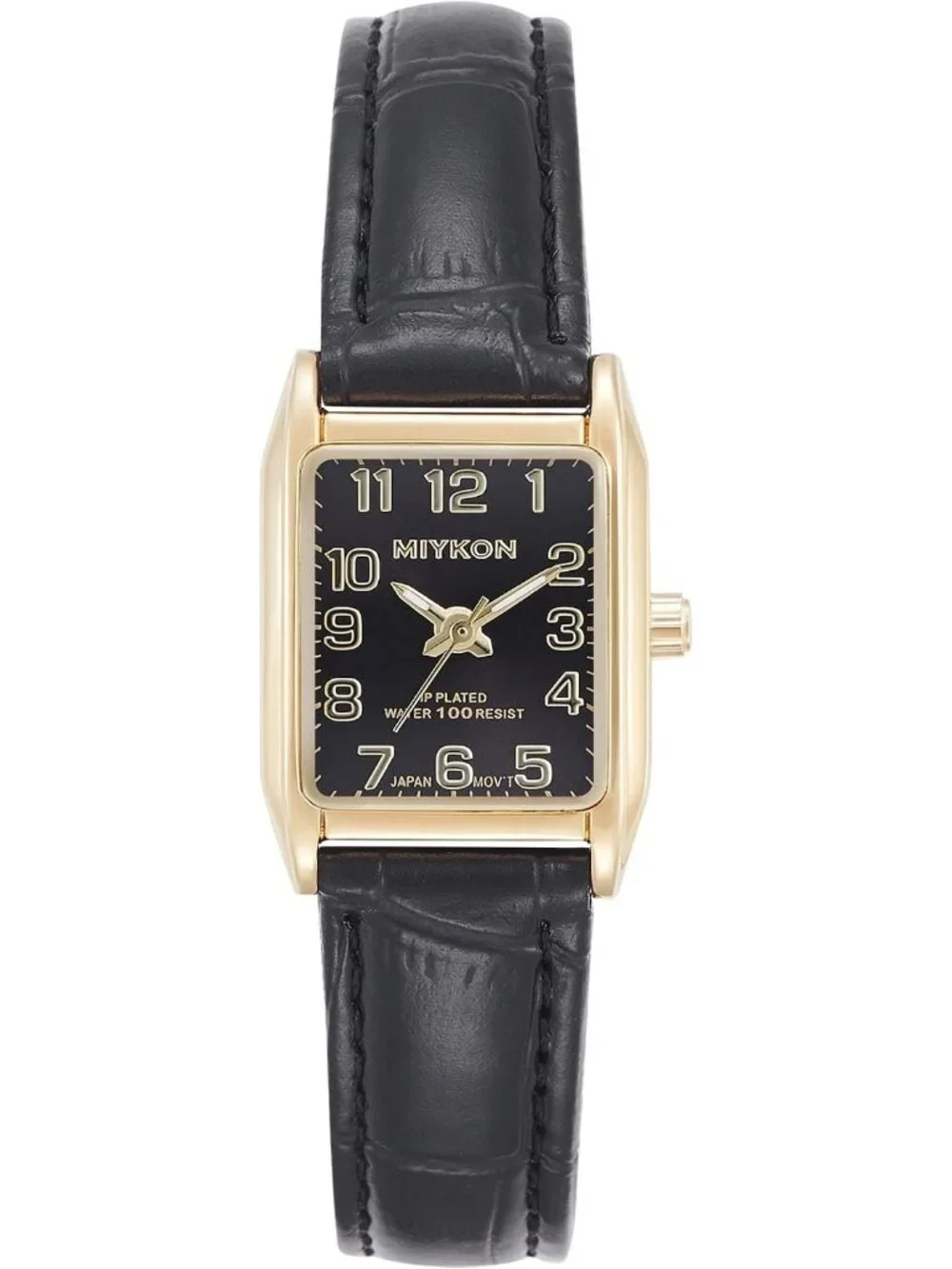Women's Arabic Gold Case Black Dial Dainty Vintage Tank Classic Square Watches